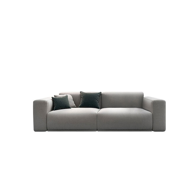 Contemporary Slipcovered Cushions Settee Cotton Pillow Top Arm Sofa