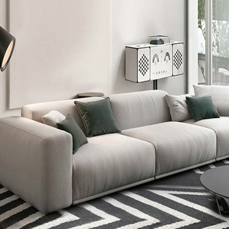 Contemporary Slipcovered Cushions Settee Cotton Pillow Top Arm Sofa