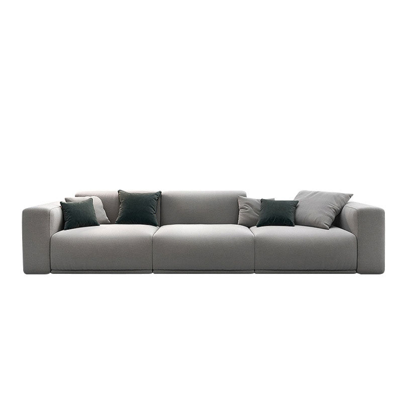 Contemporary Slipcovered Cushions Settee Cotton Pillow Top Arm Sofa