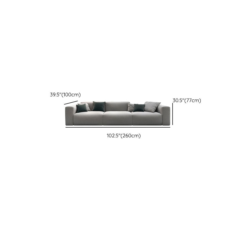 Contemporary Slipcovered Cushions Settee Cotton Pillow Top Arm Sofa