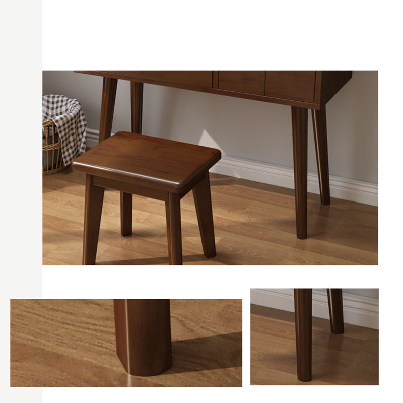Scandinavian Bedroom Dressing Table Rubberwood Flip-Top Make-up Vanity