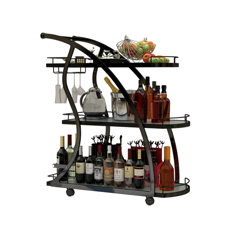 Modern Style Metal Prep Table 31.5"H Rolling Glass Prep Table for Home Use