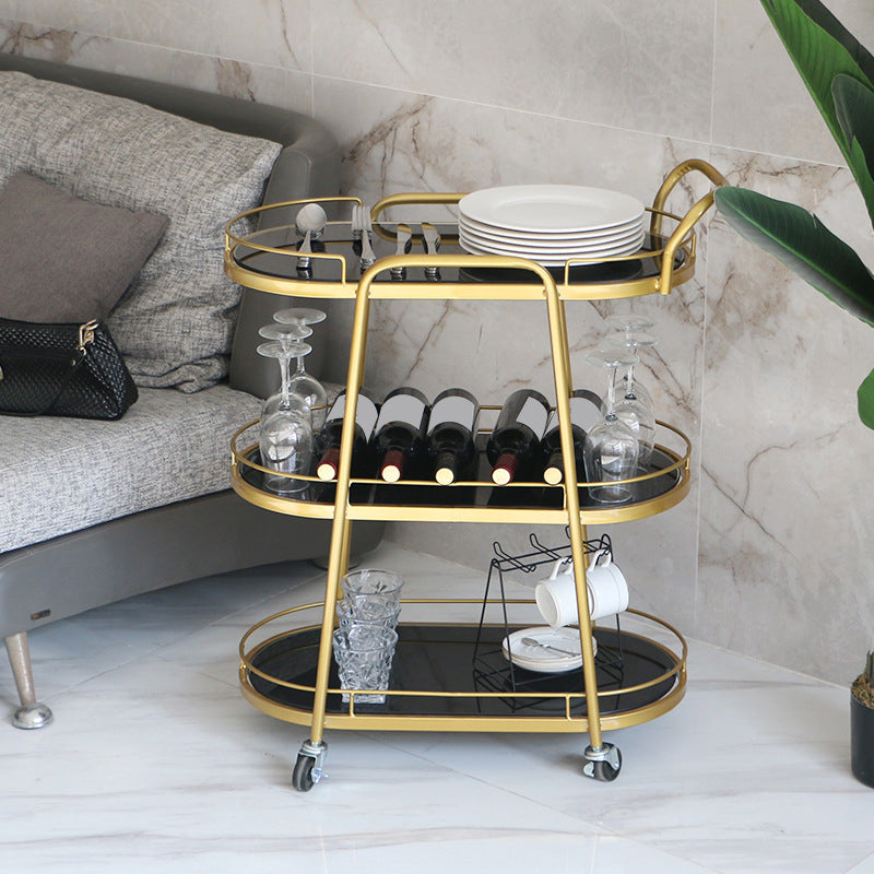26.77"W Rolling Contemporary Prep Table Metal Prep Table for Home Use