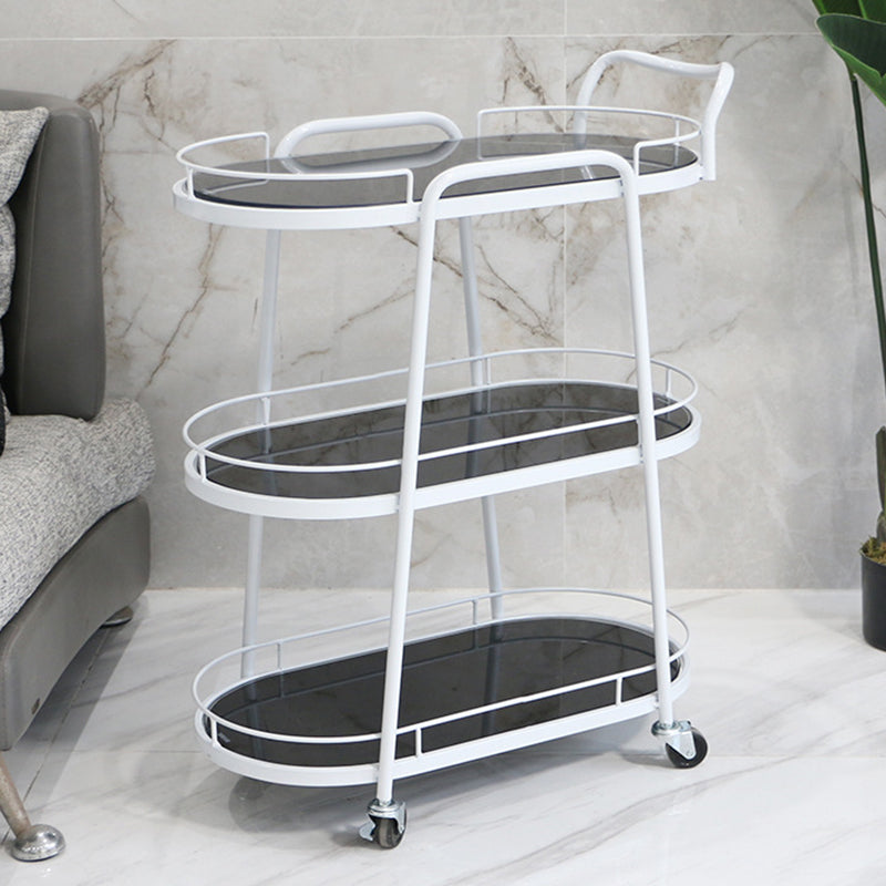 26.77"W Rolling Contemporary Prep Table Metal Prep Table for Home Use