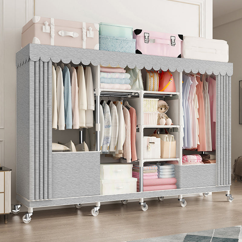 Modern Wardrobe Closet with Shelves Steel Wardrobe Cabinet with Legs