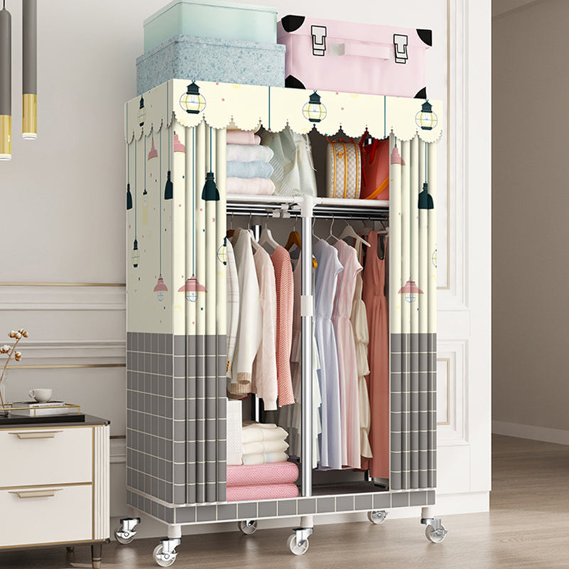 Modern Wardrobe Closet with Shelves Steel Wardrobe Cabinet with Legs