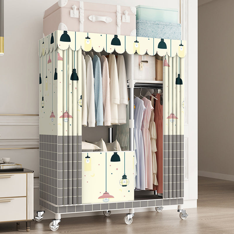 Modern Wardrobe Closet with Shelves Steel Wardrobe Cabinet with Legs