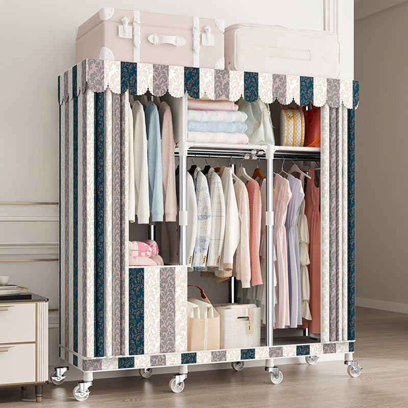 Modern Wardrobe Closet with Shelves Steel Wardrobe Cabinet with Legs