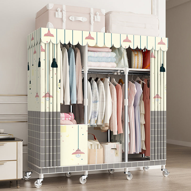 Modern Wardrobe Closet with Shelves Steel Wardrobe Cabinet with Legs