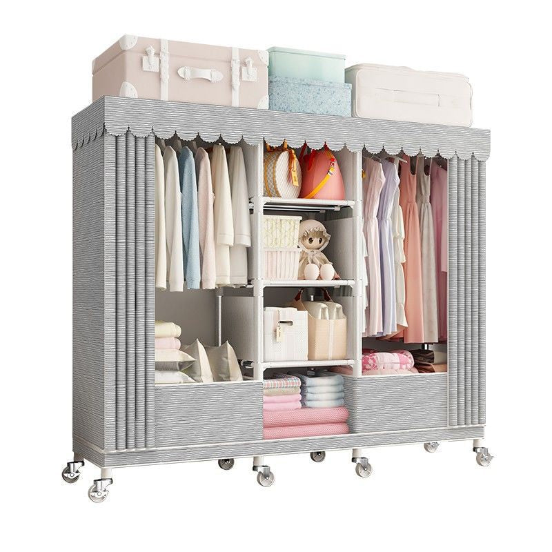 Modern Wardrobe Closet with Shelves Steel Wardrobe Cabinet with Legs