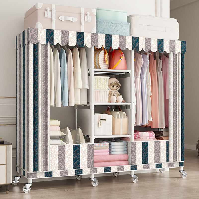 Modern Wardrobe Closet with Shelves Steel Wardrobe Cabinet with Legs