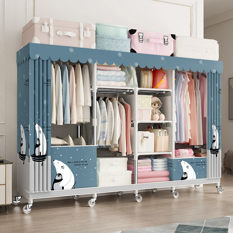 Modern Wardrobe Closet with Shelves Steel Wardrobe Cabinet with Legs