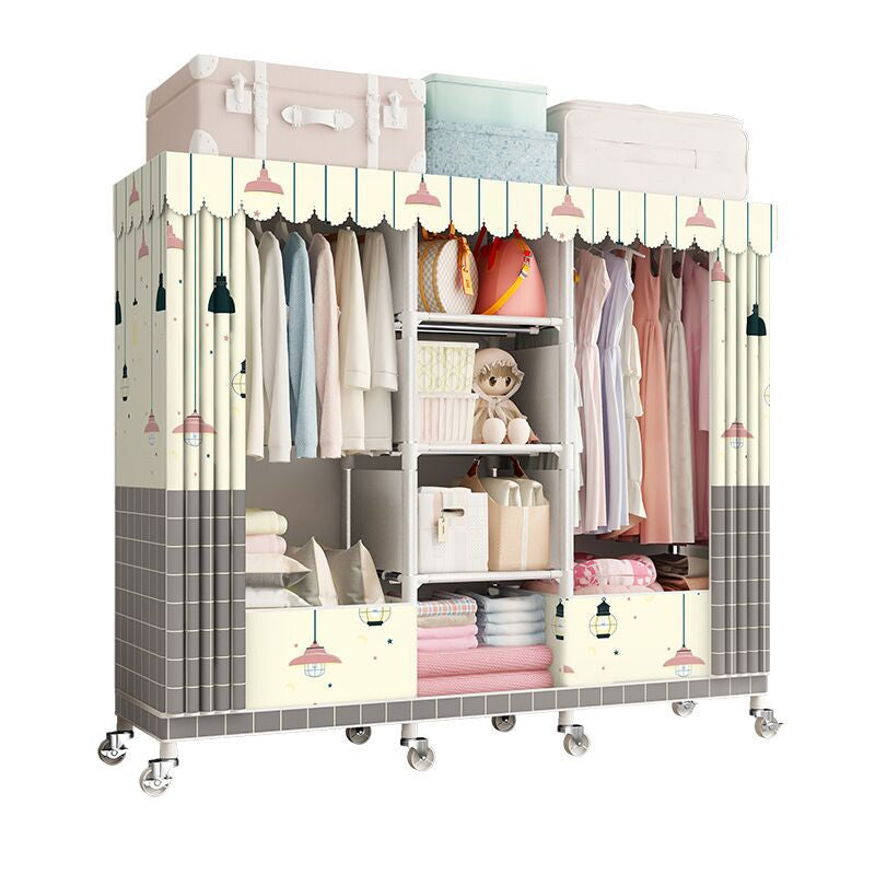 Modern Wardrobe Closet with Shelves Steel Wardrobe Cabinet with Legs