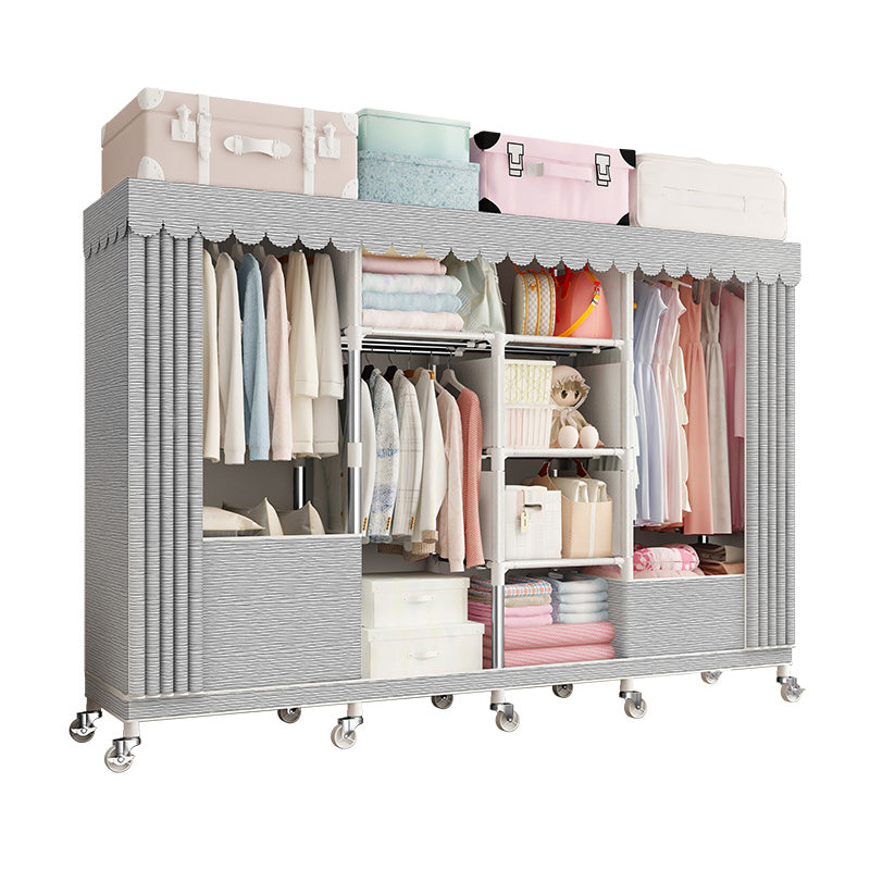 Modern Wardrobe Closet with Shelves Steel Wardrobe Cabinet with Legs