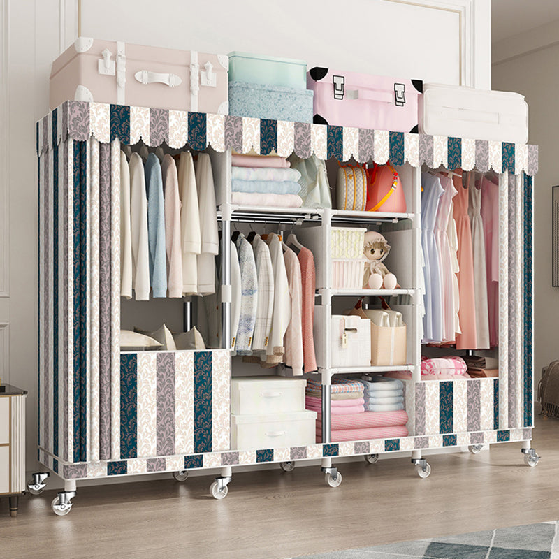 Modern Wardrobe Closet with Shelves Steel Wardrobe Cabinet with Legs