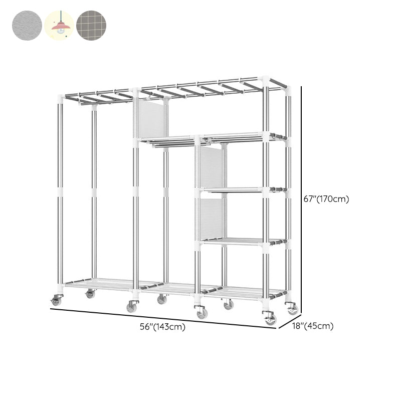 Modern Wardrobe Closet with Shelves Steel Wardrobe Cabinet with Legs
