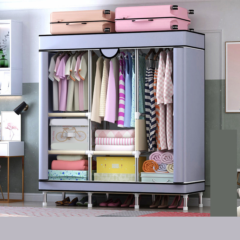 Steel Wardrobe Cabinet with Shelves Modern Wardrobe Armoire for Home