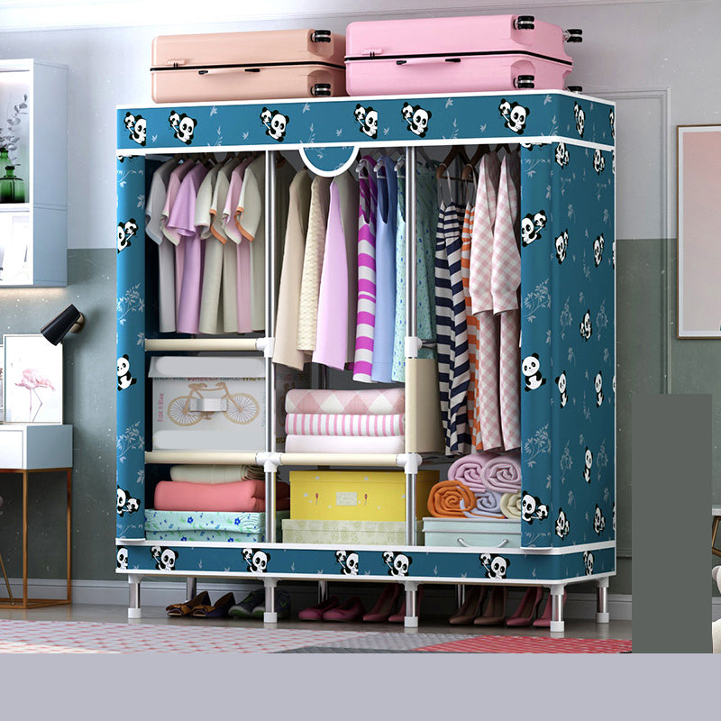 Steel Wardrobe Cabinet with Shelves Modern Wardrobe Armoire for Home