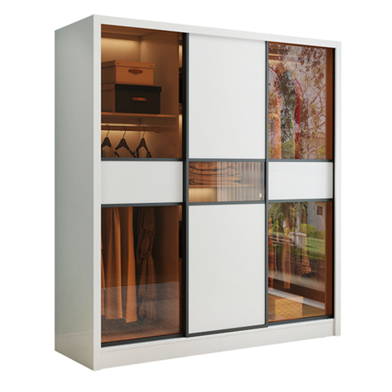 Sliding Wardrobe Armoire White Engineered Wood Wardrobe Closet