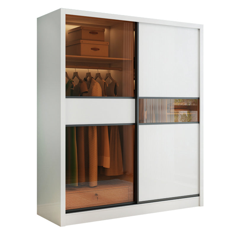 Sliding Wardrobe Armoire White Engineered Wood Wardrobe Closet