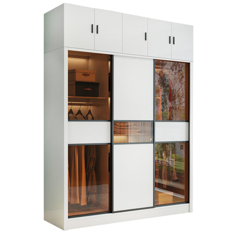 Sliding Wardrobe Armoire White Engineered Wood Wardrobe Closet