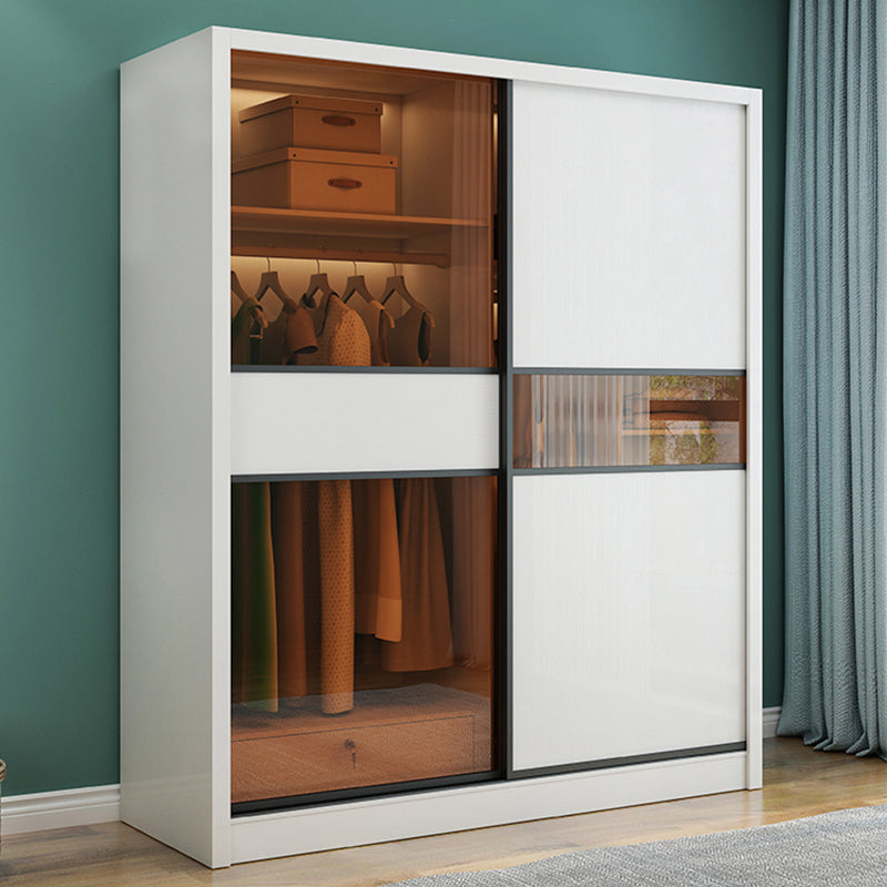 Sliding Wardrobe Armoire White Engineered Wood Wardrobe Closet