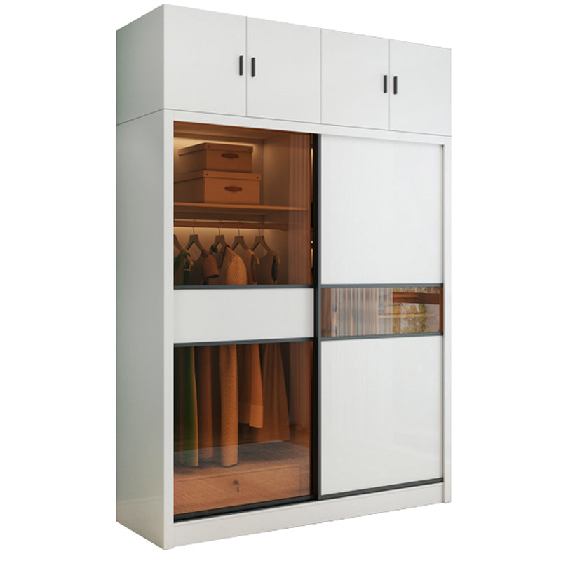 Sliding Wardrobe Armoire White Engineered Wood Wardrobe Closet