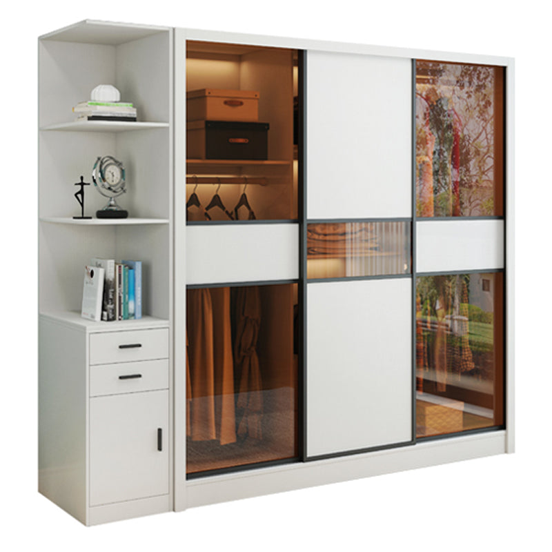 Sliding Wardrobe Armoire White Engineered Wood Wardrobe Closet