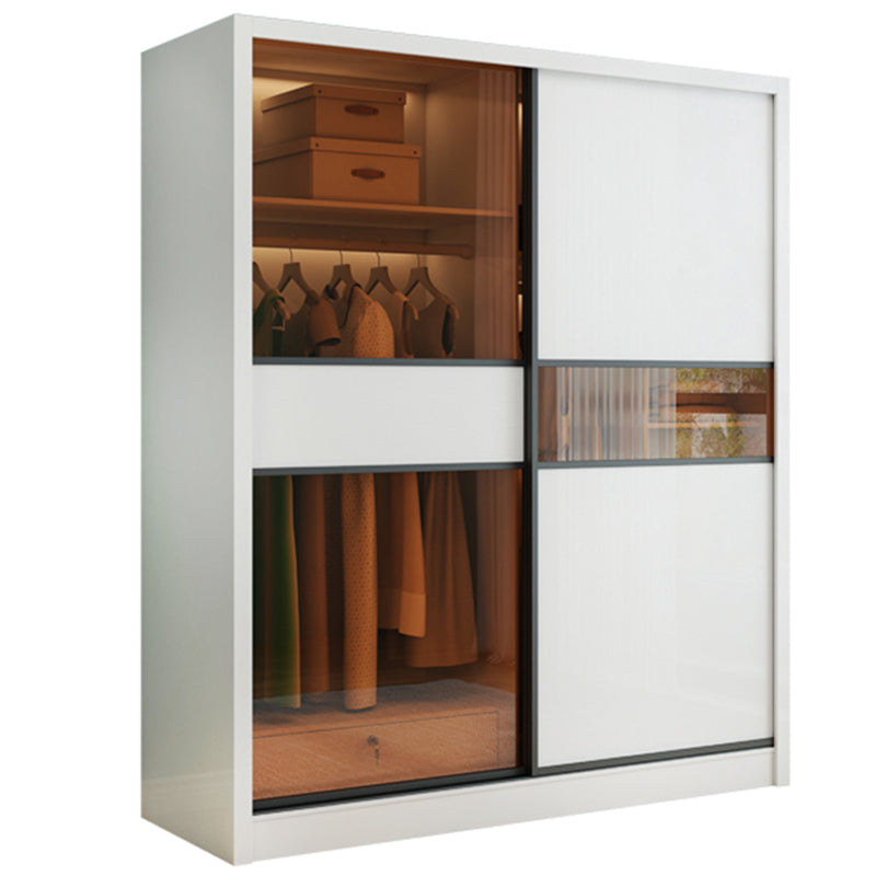 Sliding Wardrobe Armoire White Engineered Wood Wardrobe Closet