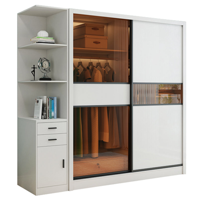 Sliding Wardrobe Armoire White Engineered Wood Wardrobe Closet