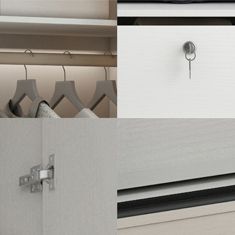 Sliding Wardrobe Armoire White Engineered Wood Wardrobe Closet