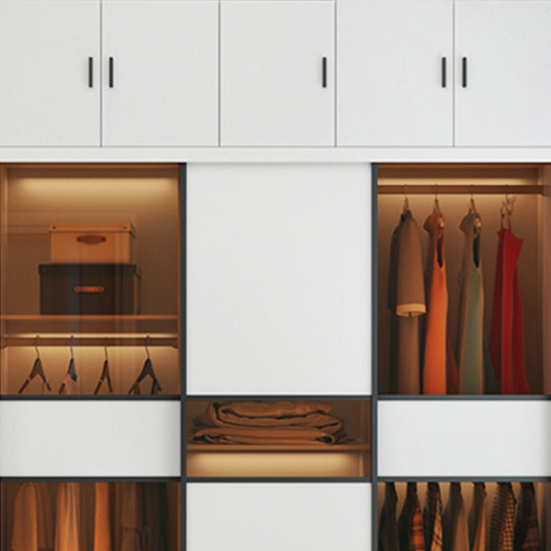 Sliding Wardrobe Armoire White Engineered Wood Wardrobe Closet