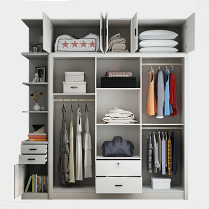 Sliding Wardrobe Armoire White Engineered Wood Wardrobe Closet