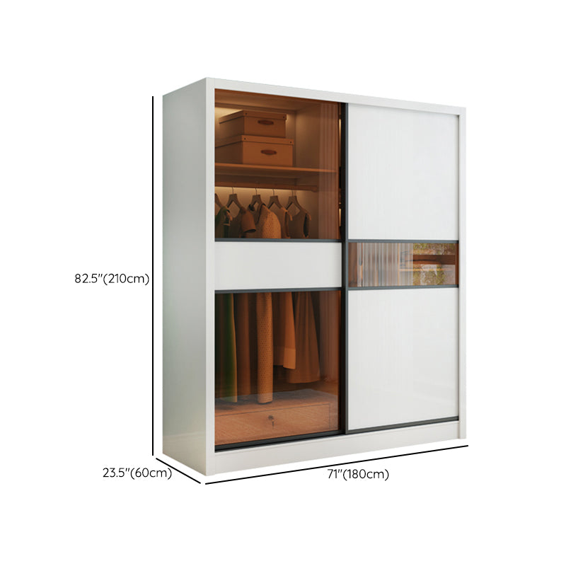 Sliding Wardrobe Armoire White Engineered Wood Wardrobe Closet