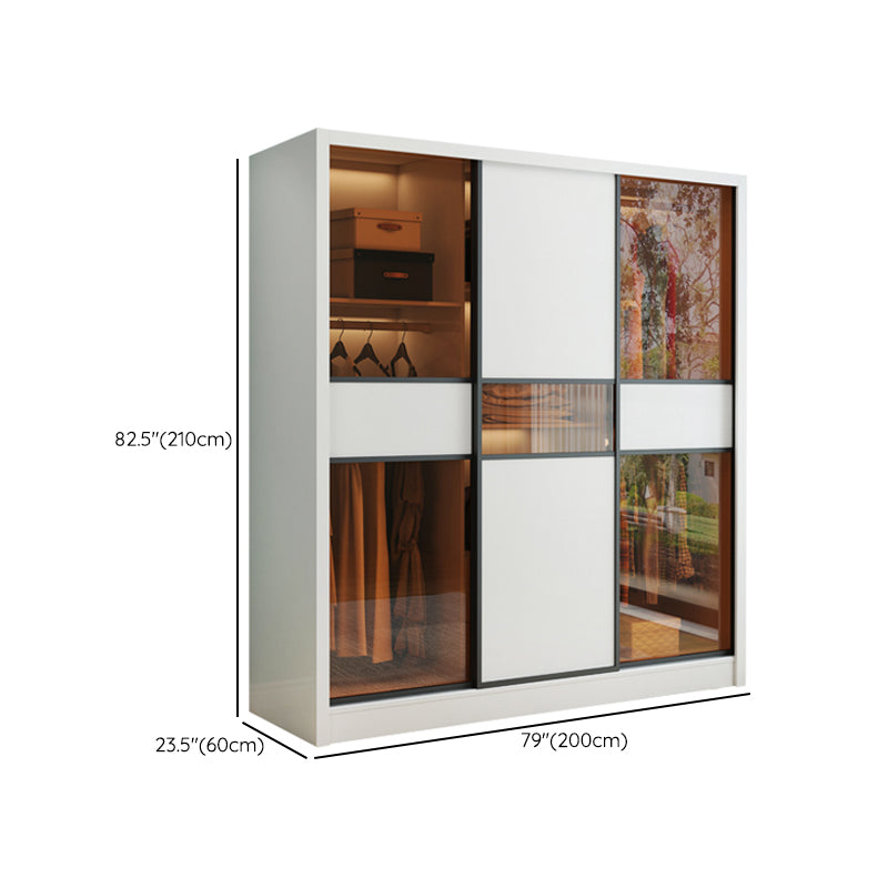 Sliding Wardrobe Armoire White Engineered Wood Wardrobe Closet