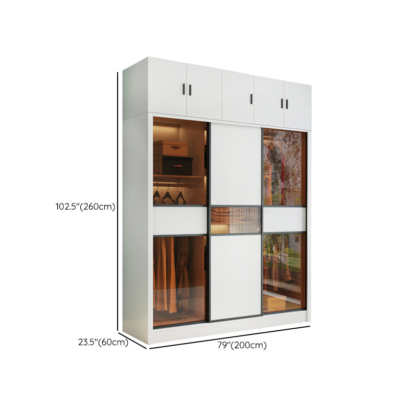Sliding Wardrobe Armoire White Engineered Wood Wardrobe Closet