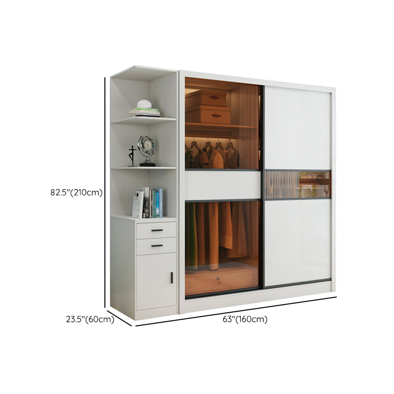 Sliding Wardrobe Armoire White Engineered Wood Wardrobe Closet