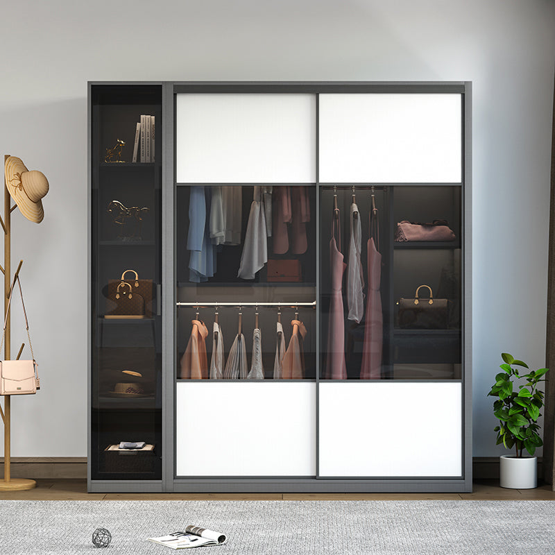 Sliding Wardrobe Closet Engineered Wood Wardrobe Armoire for Bedroom