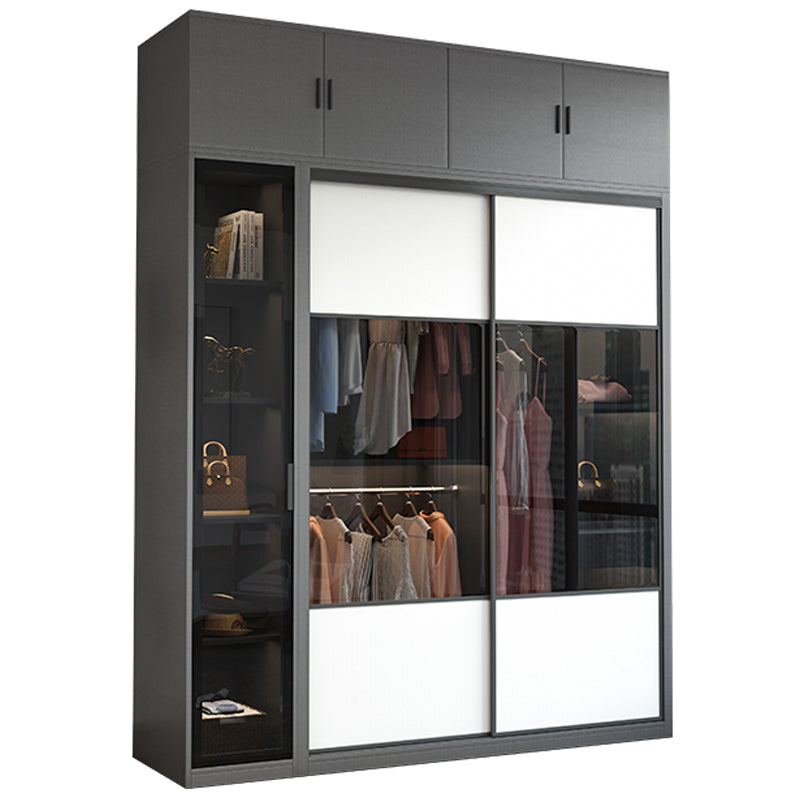 Sliding Wardrobe Closet Engineered Wood Wardrobe Armoire for Bedroom
