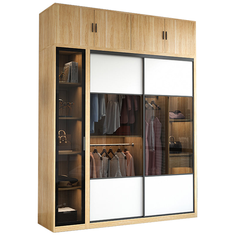 Sliding Wardrobe Closet Engineered Wood Wardrobe Armoire for Bedroom