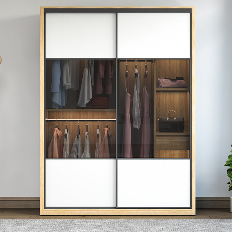 Sliding Wardrobe Closet Engineered Wood Wardrobe Armoire for Bedroom