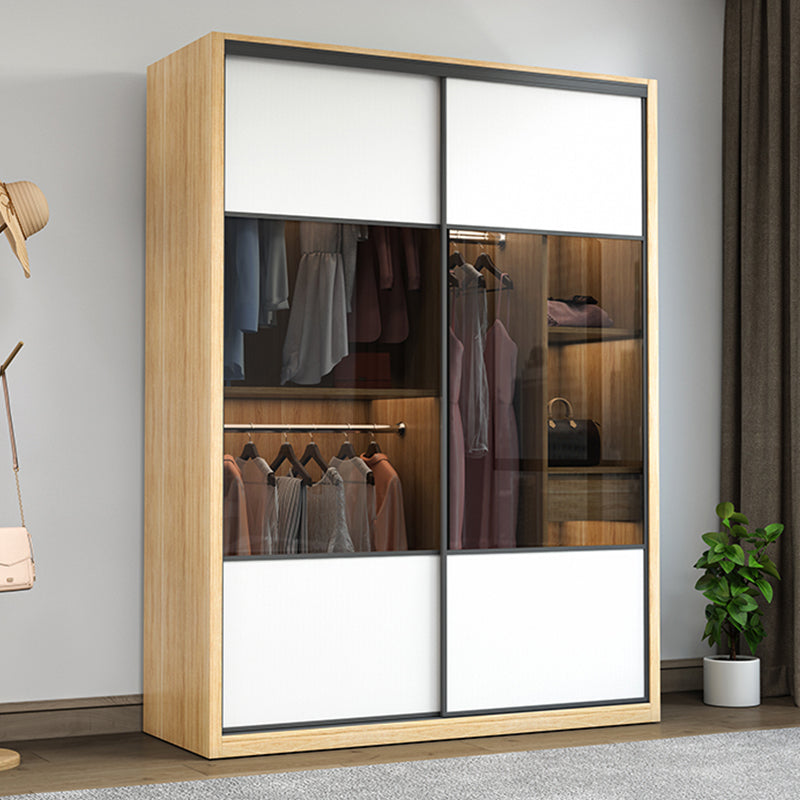 Sliding Wardrobe Closet Engineered Wood Wardrobe Armoire for Bedroom