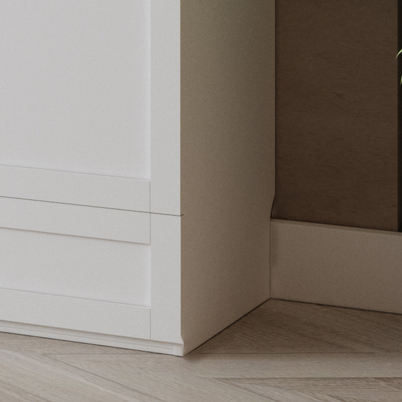 White Hinged Wardrobe Cabinet Engineered Wood Wardrobe Armoire