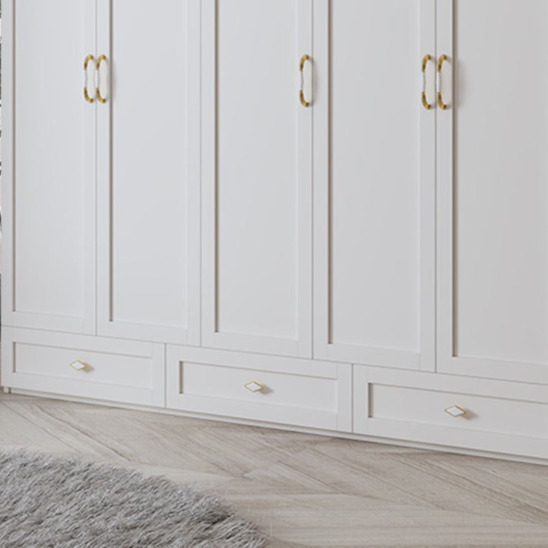 White Hinged Wardrobe Cabinet Engineered Wood Wardrobe Armoire