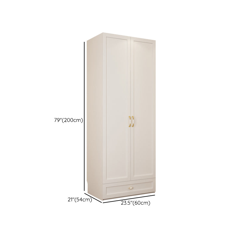 White Hinged Wardrobe Cabinet Engineered Wood Wardrobe Armoire