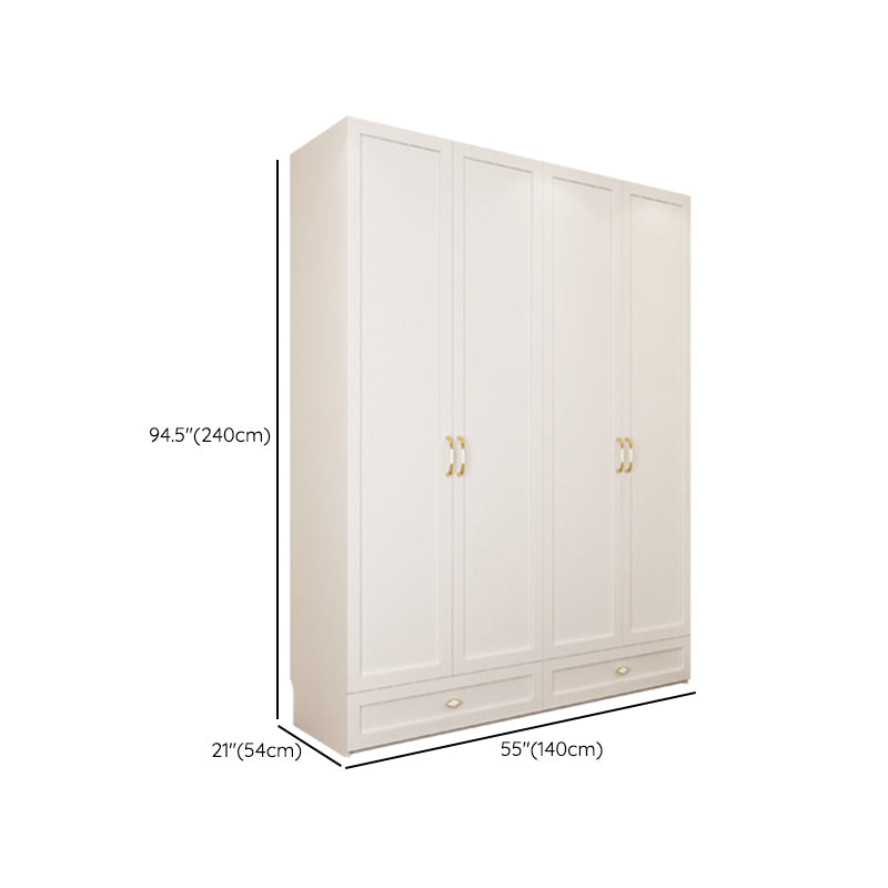 White Hinged Wardrobe Cabinet Engineered Wood Wardrobe Armoire