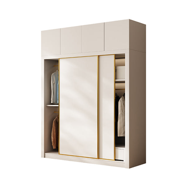 Modern Wardrobe Armoire with Garment Rod Wood Wardrobe Cabinet