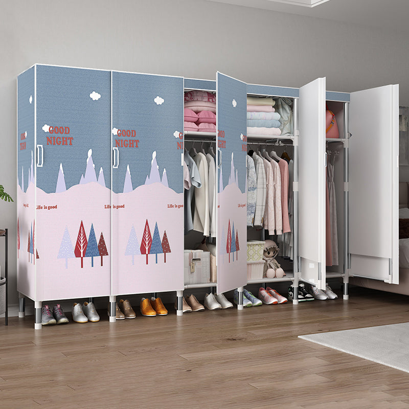 Hinged Wardrobe Armoire Modern with Legs Steel Wardrobe Closet for Home