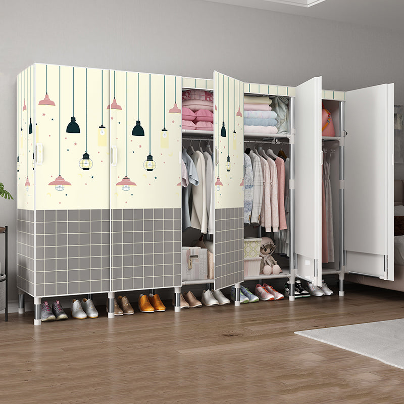 Hinged Wardrobe Armoire Modern with Legs Steel Wardrobe Closet for Home