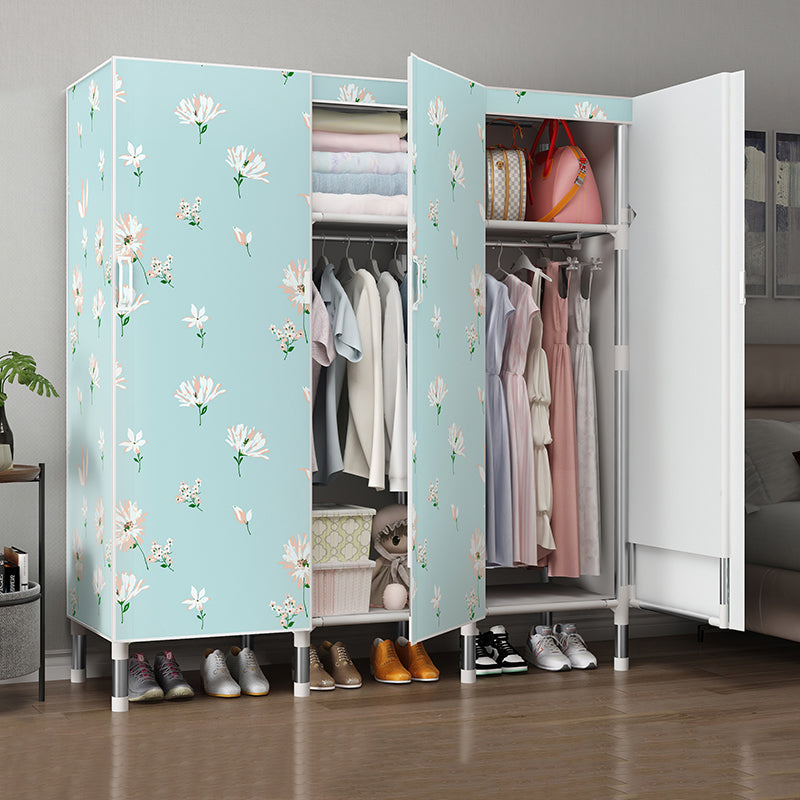 Hinged Wardrobe Armoire Modern with Legs Steel Wardrobe Closet for Home